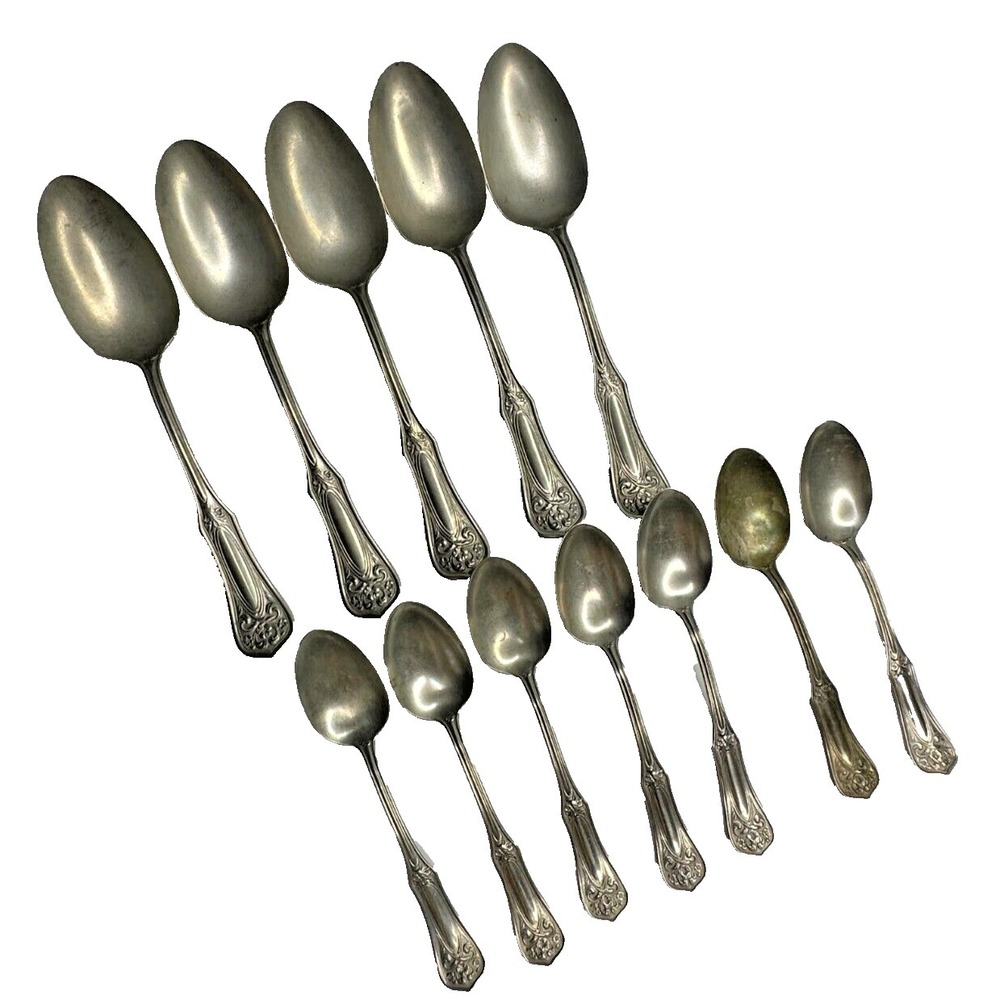 WM Rogers Antique Floral Flatware Replacement 9 Pc Spoon Teaspoon Silver Nickel